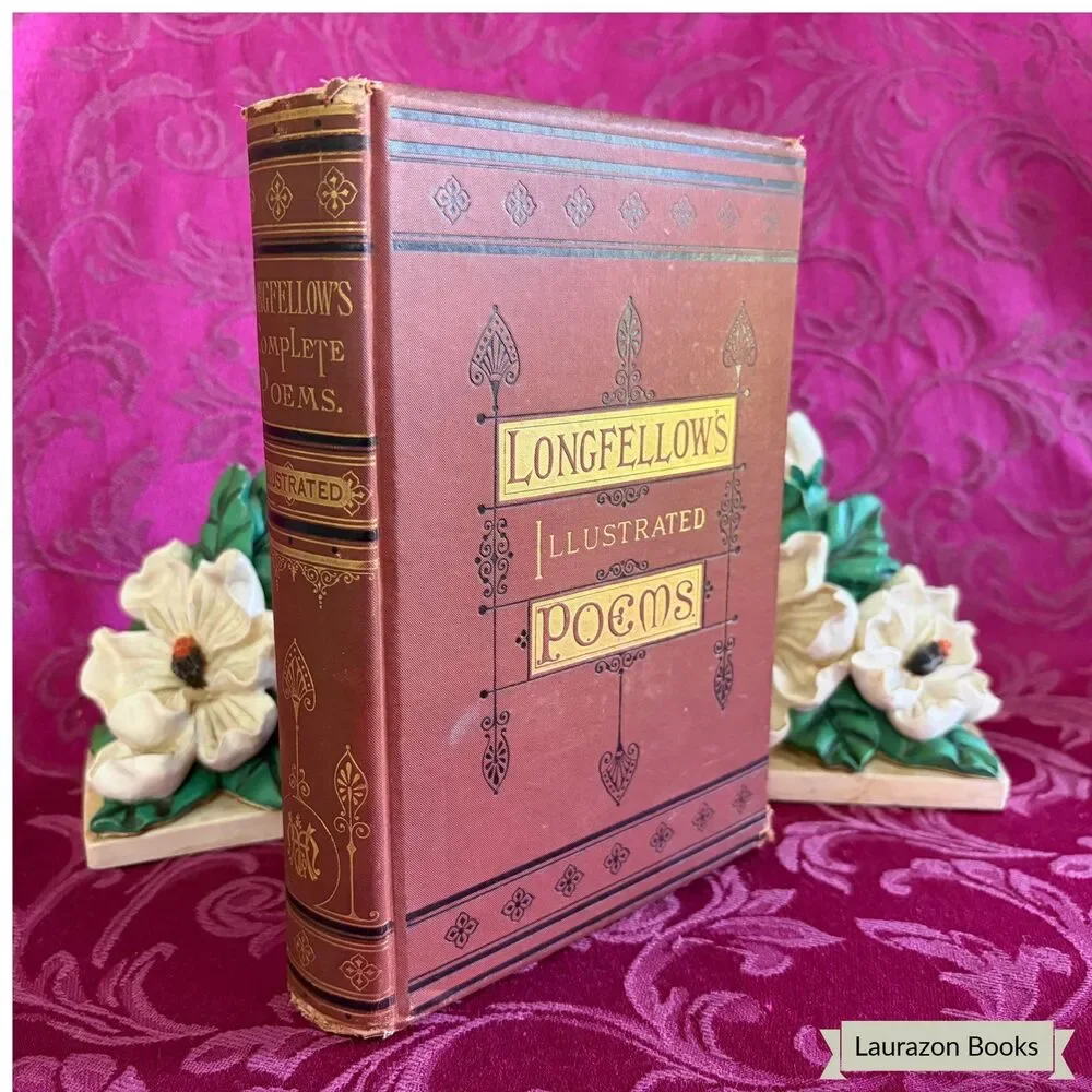 1882 Poems of Henry Wadsworth Longfellow, Illustrated Antique Poetry Book